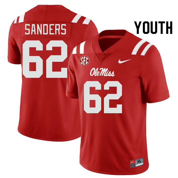 Youth #62 Brycen Sanders Ole Miss Rebels College Football Jerseyes Stitched Sale-Red